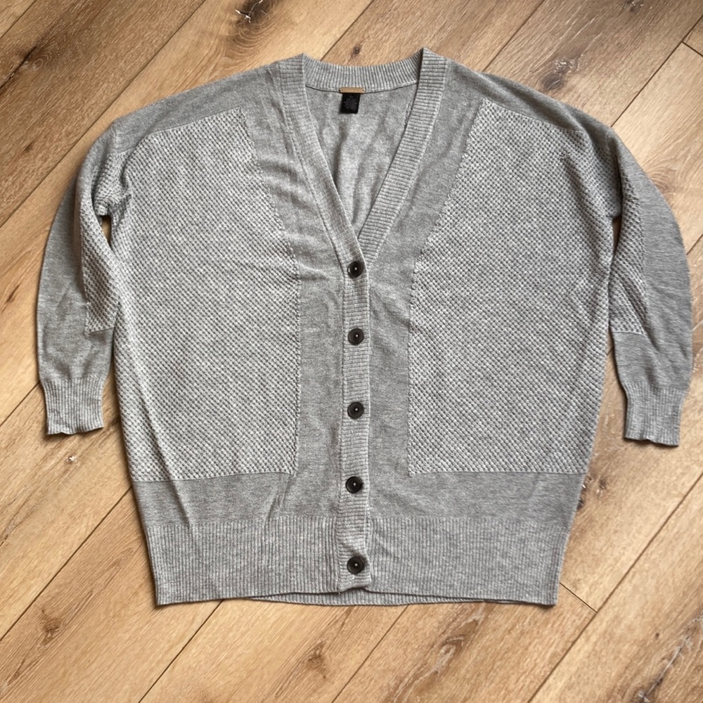 Magaschoni Womens XS Oversized Gray Silk Wool Cardigan Sweater